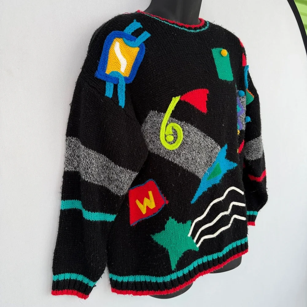 VTG 90s‎ Hollywood & Vine Abstract Sweater Mens Medium Multicolor Geometric